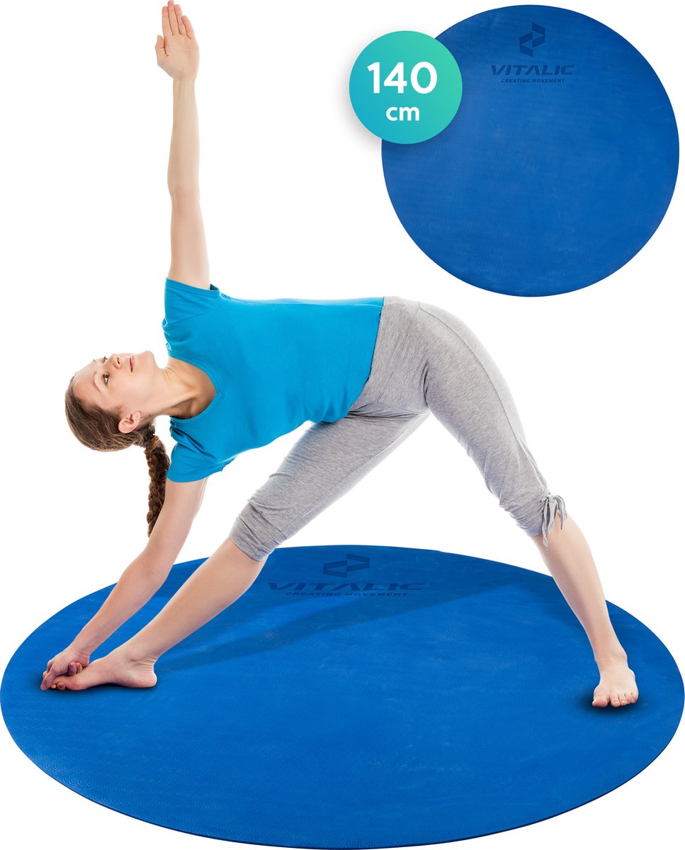 Ronde yoga mat anti slip (140 cm doorsnede) - Yogamat extra dik (6mm) - yoga matje | VITALIC