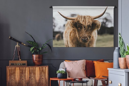 Tapisserie Scottish Highlanders - Scottish Highlander de près Tapisserie coton 120x80 cm - Tapisserie avec photo