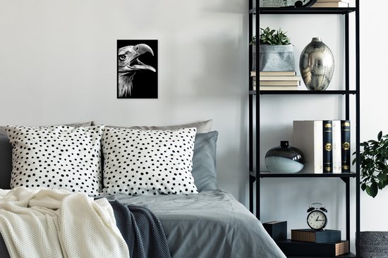 Cadre photo avec affiche - Aigle - Portrait - Oiseaux de proie - Zwart - Wit - Vogel - 20x30 cm - Cadre pour affiche