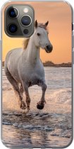 Telefoonhoesje Geschikt voor iPhone 13 Pro hoesje - Paarden - Zon - Zee - Strand - Dieren - Siliconen Telefoonhoesje Telefoonhoesje