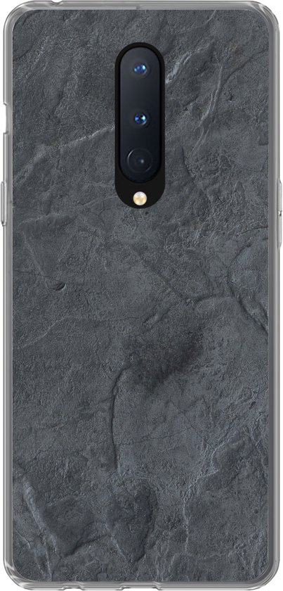 Geschikt voor OnePlus 8 hoesje - Grijs - Beton print - Leisteen - Structuur - Retro - Siliconen Telefoonhoesje