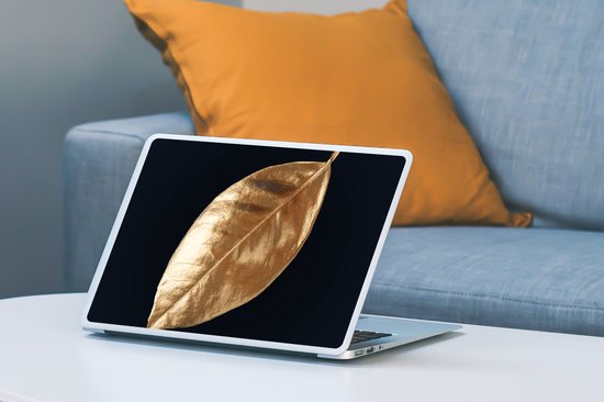 Autocollant pour ordinateur portable - 11,6 pouces - Feuilles - Noir et or - Luxe - Nature - Plantes - 30x21cm - Autocollants pour ordinateur portable - Peau pour ordinateur portable - Couverture