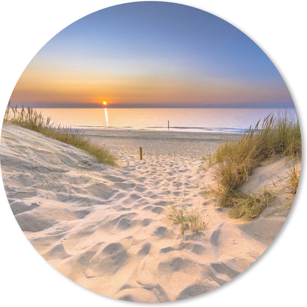 Muismat rond 30x30 cm - Mousepad Duin - Zonsondergang - Horizon - Strand - Gras - Ronde muismatten