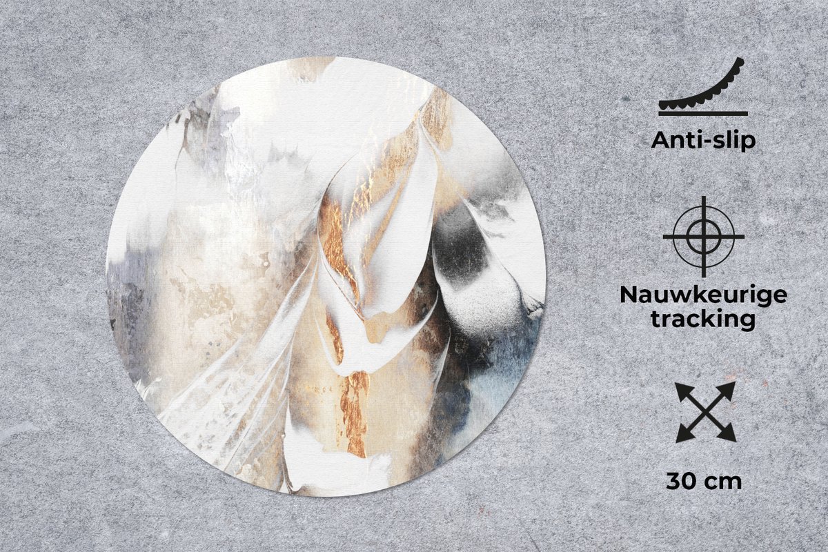 Muismat rond 30x30 cm - Mousepad Abstract - Gold - Design - Luxe - Ronde muismatten