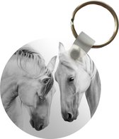 Sleutelhanger - Paard - Dieren - Portret - Wit - Plastic - Rond - Uitdeelcadeautjes