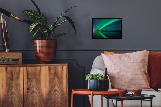 Cadre photo avec affiche - Aurores boréales - Islande - Ciel étoilé - Vert - Water - 30x20 cm - Cadre pour affiche