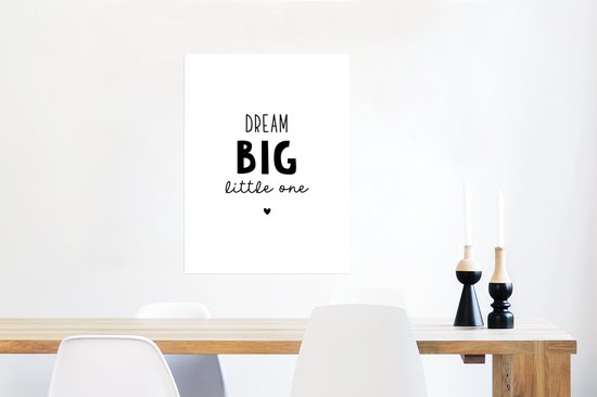 Affiche pour enfants - Décoration murale enfants - Tableau pour enfants - Citations - Dream grand petit - Dictons - Bébé - Rêves - 60x80 cm