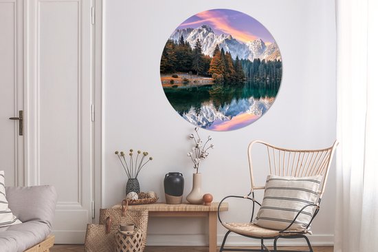 Cercle mural - Nature - Nuages ​​- Arbres - Neige - Décoration murale ronde - Cercle mural - Tableaux ronds - 120x120 cm - Décoration murale - Plastique