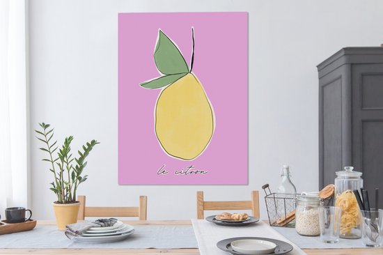 Canvas Schilderij Citroen - Fruit - Pastel - 90x120 cm - Wanddecoratie