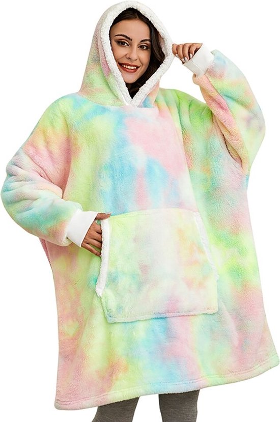 Oversized Hoodie Deken Super Zachte Fleece Deken Trui One Size Rainbow bol