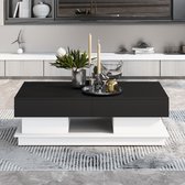 Table basse multifonctionnelle - table basse haute brillance avec rangement - table d'appoint noir et blanc table de rangement de salon moderne avec tiroir-100cm