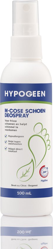 Hypogeen M-Cose Schoen Deospray - bestseller - anti-schimmel spray voor schoenen - ook geschikt voor diabetici - helpt schimmel te voorkomen - voor frisse schoenen - flesje 100ml