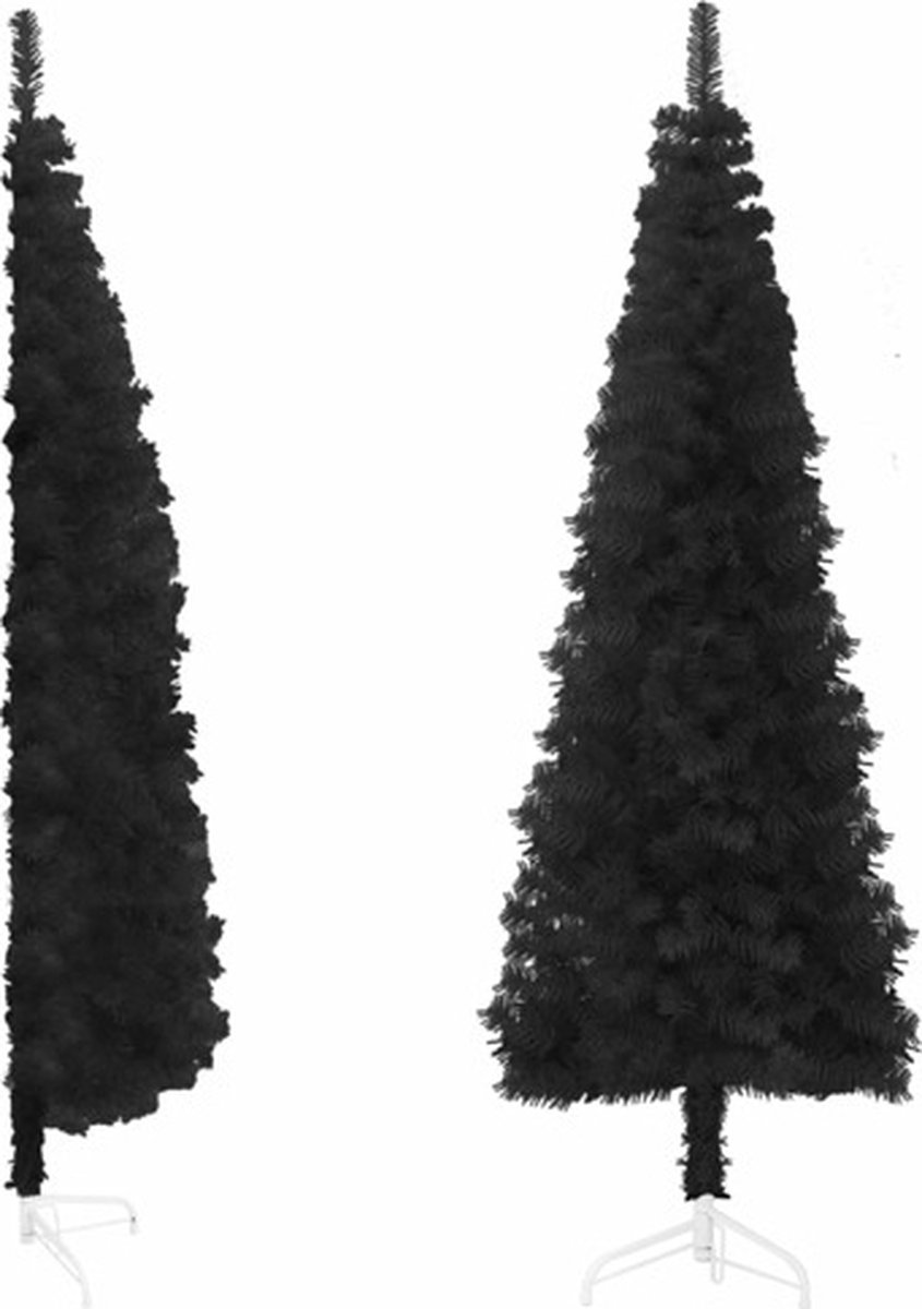 vidaXL Kunstkerstboom half met standaard smal 180 cm goudkleurig, kunstkerstboom, kerstdecoratie, kunstkerstbomen, kerstboom, kerstversiering