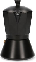 HOMLA Mia mokka espresso maker voor 6 kopjes - voor heerlijke koffie espresso koffiezetapparaat gasfornuizen & inductiekookplaten - aluminium zwart