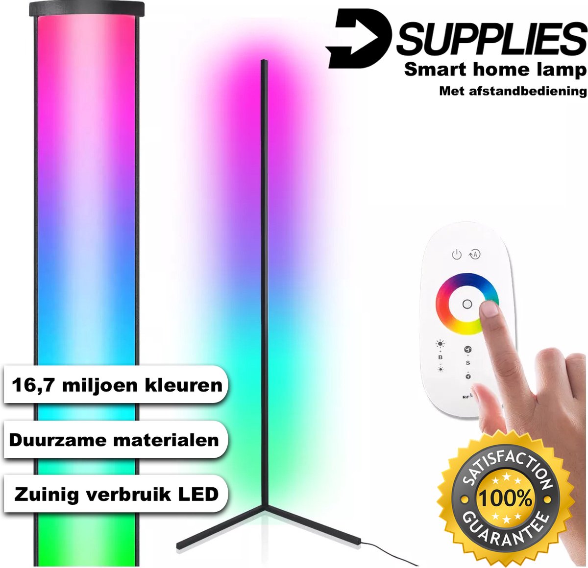D-Supplies LED hoeklamp - Afstandsbediening - RGB lamp - Warm wit - Hoeklamp