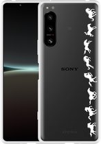 Sony Xperia 5 IV Hoesje Horses in Motion - Wit Designed by Cazy
