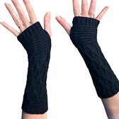Lange zwarte polswarmers - Vingerloze handschoenen voor dames - Hygge