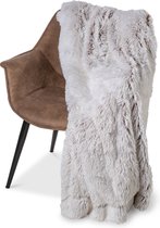 Wicotex - dekens -fleece plaid - kunst bont Snow - 150x200cm - wit/bruin - polyester