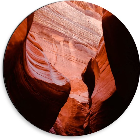 WallClassics - Dibond Muurcirkel - Antelope Canyon Ravijn - 30x30 cm Foto op Aluminium Muurcirkel (met ophangsysteem)