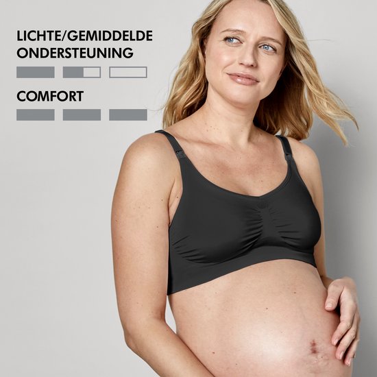 Medela Keep Cool bh – Naadloze voedingsbh – Zwangerschapsbh met 2 ademende zones – Soft Touchmateriaal – Zwart– L - Medela