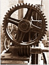 WallClassics - Poster Glanzend – Groot Tandwiel - 30x40 cm Foto op Posterpapier met Glanzende Afwerking