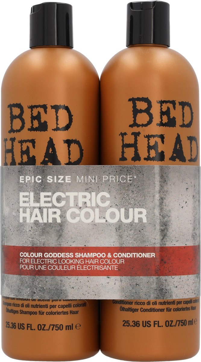 TIGI -Bed Head Colour Goddess Tween Set, Shampoo 750ml/ Conditioner 750ml - For Electric Looking Hair Colour