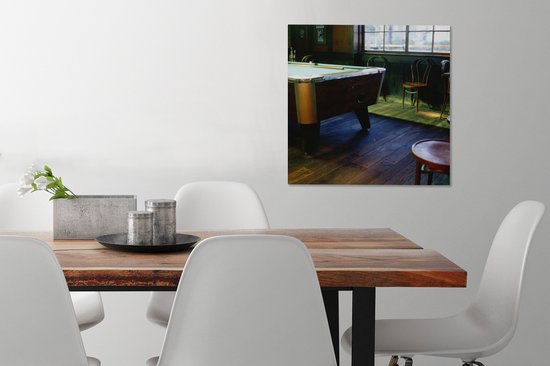 Une table de billard est dans une toile de pub 50x50 cm - Tirage photo sur toile (Décoration murale salon / chambre)