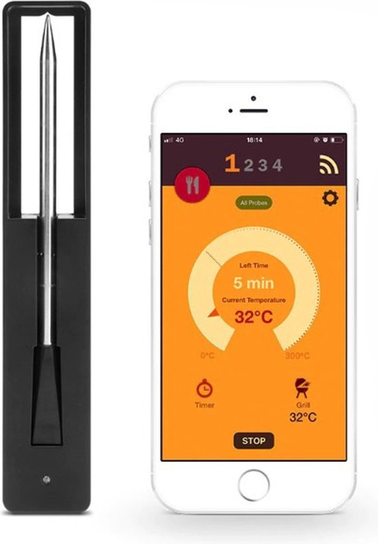 Vleesthermometer BBQ thermometer Draadloos App RVS