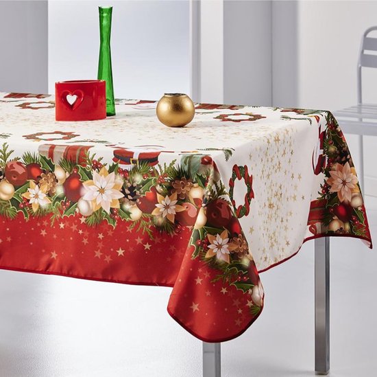 Kersttafelkleed - rechthoekig tafellaken - 145cm x 240cm - kerstbloem -  waterafstotend... | bol.com