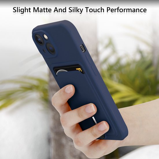 Coverzs adapté pour Apple iPhone 13 Pro Max porte-cartes avec curseur - bleu