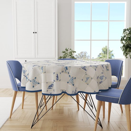 1x Captain Cook Dinocroc Electric- 160cm rond - tafelzeil - toile cirée - afwasbaar
