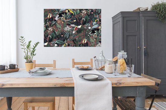 Poster Bloemen - Toekan - Bladeren - 120x90 cm