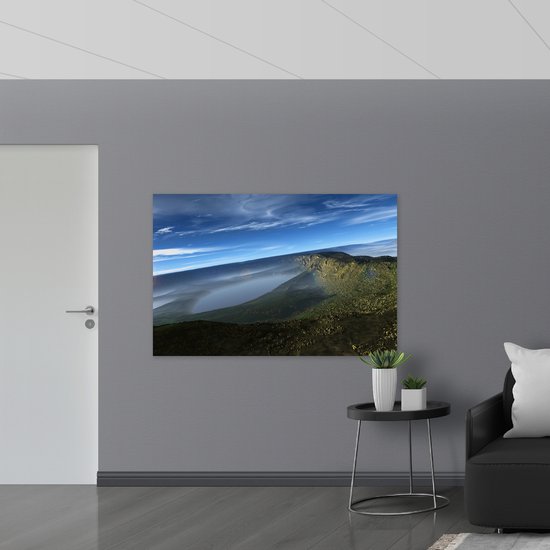 WallClassics - Poster (Matte) - Grands Lacs dans un Paysage de Montagne - 150x100 cm Photo sur Papier Poster avec un aspect Mat
