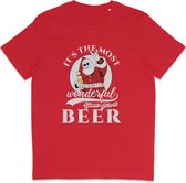 T Shirt Heren - Kerst BierTijd- Korte Mouw - Rood - Maat XL