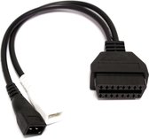 BeMatik - OBD2 2-pins dubbele mannelijke zwarte diagnostische kabel compatibel met Audi
