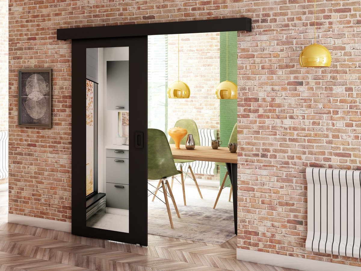 InspireMe Schuifdeursysteem Met Rail En Spiegel 90x204cm MAY II inspireme-schuifdeursysteem-met-rail-en-spiegel-90x204cm-may-ii