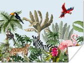 Poster Jungle - Flamingo - Singe - Garçons - Filles - Kids - 80x60 cm - Poster Pépinière