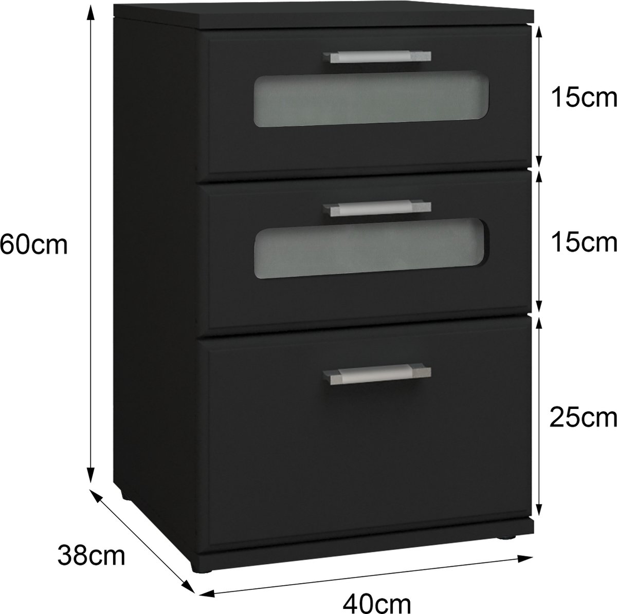 ML-Design Nachtkastje set van 2, nachtkastje met 3 laden