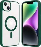 ShieldCase geschikt voor Apple iPhone 14 Plus Magneet hoesje transparant gekleurde rand - groen - Shockproof backcover hoesje - Hardcase hoesje - Siliconen hard case hoesje met Magneet ondersteuning