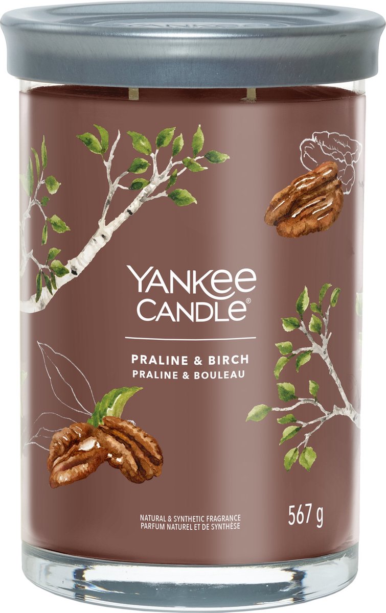 Yankee Candle Praline & Birch Large Tumbler Geurkaars - 100 branduren - twee lonten Bruin