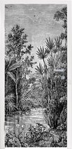 Deursticker Jungle - Water - Planten - 75x205 cm - Deurposter