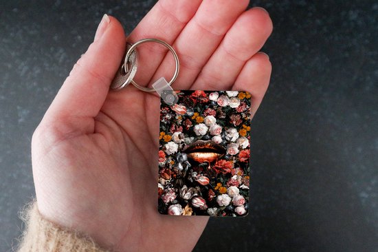 Porte-clés - Lèvres - Fleurs - Peinture - Oranje - Art - Abstrait - Maîtres anciens - Cadeaux à distribuer - Plastique