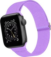 Nylon Bandje Geschikt voor Apple Watch 1-8 / SE (42/44/45) Bandje Stof - Horloge Band Verstelbare Gesp Polsband Geschikt voor Apple Watch 1-8 / SE (42/44/45) - Lila