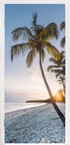 Deursticker Strand - Zonsondergang - Palmboom - 80x205 cm - Deurposter