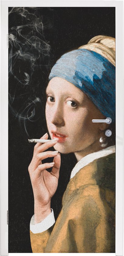 Deursticker Vermeer - Sigaret - Rook - 85x205 cm - Deurposter