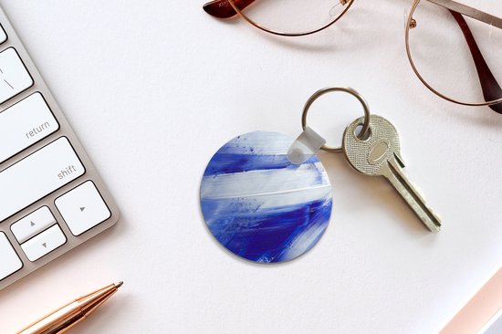 Porte-clés - Peinture - Design - Blauw - Plastique - Rond - Cadeaux à distribuer