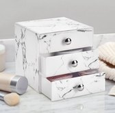 mDesign - Make-up organizer - ladekastje/cosmetica-organizer - met 3 lades/marmerpatroon/ideaal als opbergbox voor accessoires en cosmetica - marmer - per 2 stuks verpakt