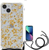 Smartphone hoesje Geschikt voor iPhone 14 Hoesje Bumper met transparante rand Gouden Bloemen