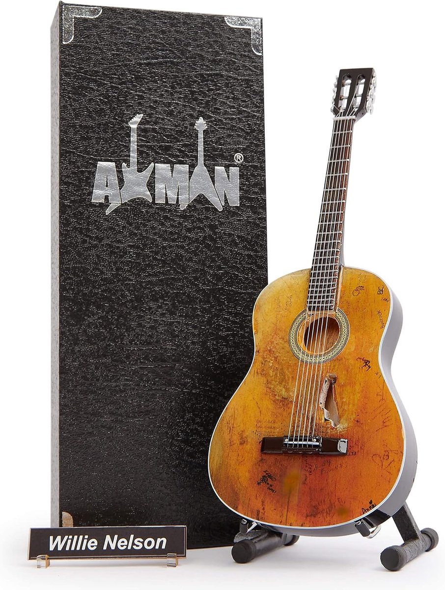 Willie Nelson 1969 Martin N-20 'Trigger' - Miniature Guitar Replica - Music Gifts - Handmade Ornamental 1/4 Scale - ShopVlot