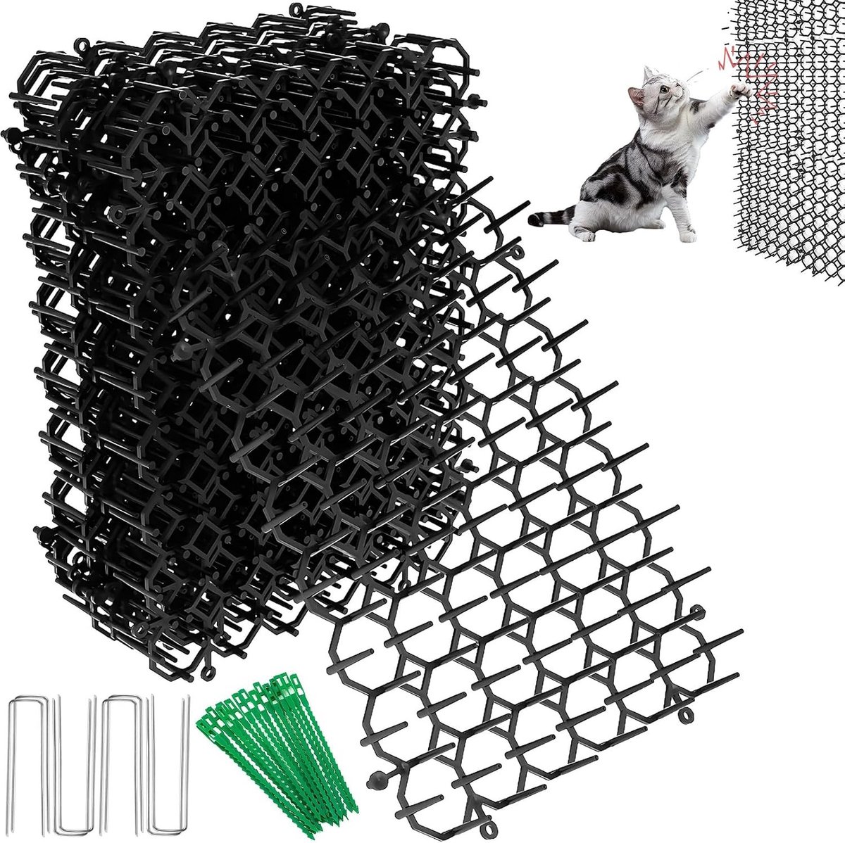 Set van 12 Plastic Kat Afschrikmatten met Spikes 15 x 20 cm, Dieren Barrière voor Tuin en Binnengebruik, Anti-Kat Mat, Dierenbescherming en Kattenafschrikking